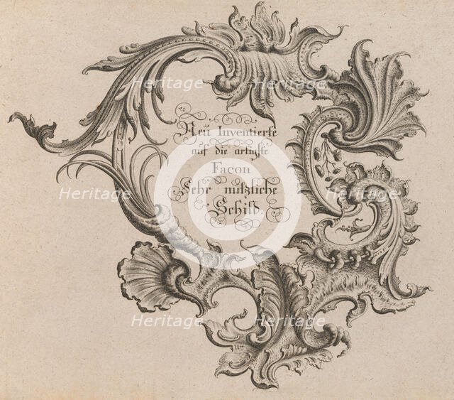 Design for a Cartouche, Plate 1 from 'Neu Inventierte auf die artigste Faco..., Printed ca. 1750-56. Creator: Johann Georg Pintz.