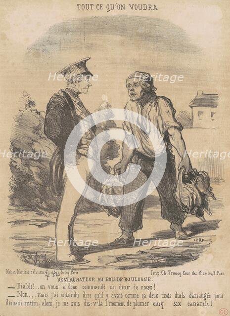 Restaurateur au Bois de Boulogne, 19th century. Creator: Honore Daumier.