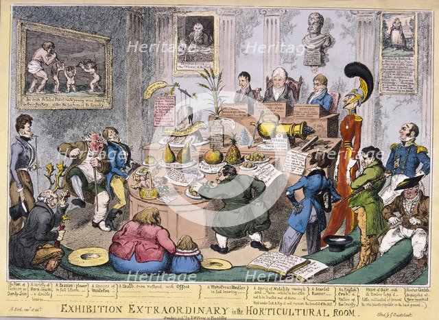 Exhibition at the Royal Horticultural Society, London, 1826. Artist: George Cruikshank