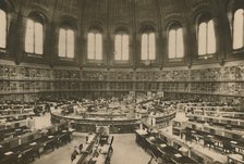 'Reading Room of the Great Library at the British Museum seen from the Entrance', c1935. Creator: Fleming.