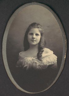 [Girl with White Off-the-Shoulder Dress], 1890s. Creator: Frederick Gutekunst.