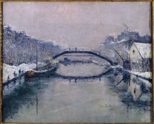 Saint-Martin canal; in snow, 10th arrondissement, 1908. Creator: Siebe Johannes ten Cate.