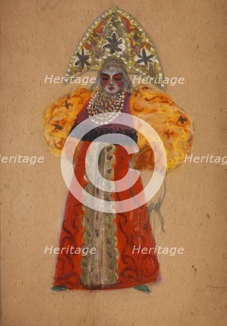 Costume design for the opera The golden Cockerel by N. Rimsky-Korsakov. Artist: Malyutin, Sergei Vasilyevich (1859-1937)