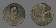 Sestertius (Coin) Portraying Emperor Hadrian, 128-132. Creator: Unknown.