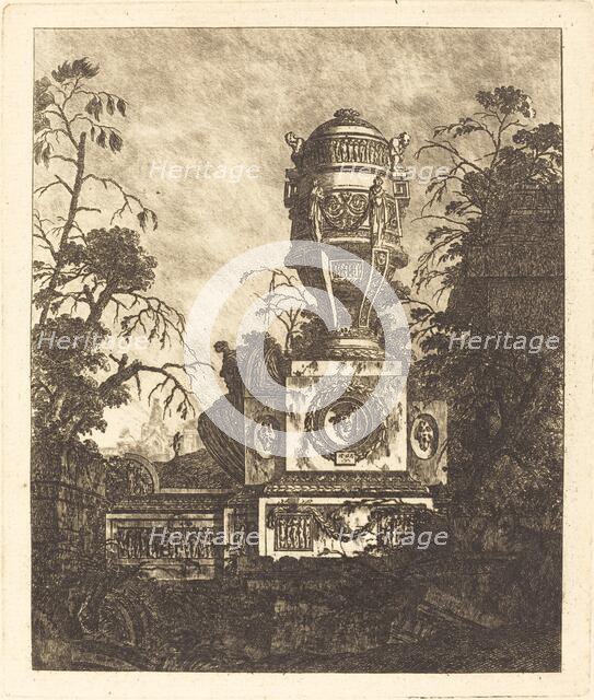 Vase Supported by a Base with Three Grotesque Faces, 1768. Creator: Jean-Laurent Legeay.