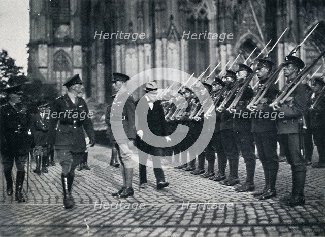 'Inspection of troops at the foot of Cologne Cathedral', 1919, (1945). Creator: Unknown.