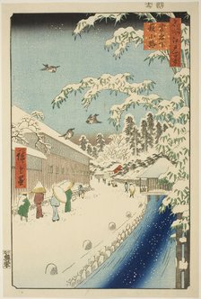 Yabu Street at the foot of Atago Hill (Atagoshita yabukoji), from the series "One Hundred..., 1857. Creator: Ando Hiroshige.