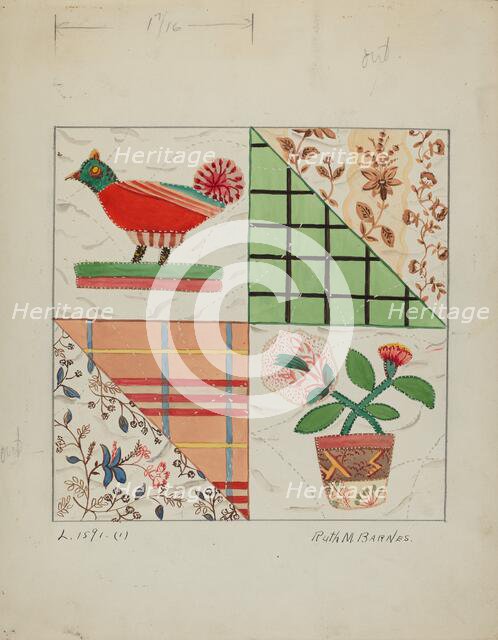 Applique Quilt, c. 1936. Creator: Ruth M Barnes.