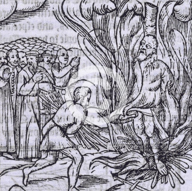 The burning of George Wishart, 1546 (1577).  Creator: Unknown.