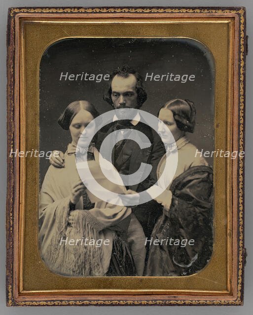 Untitled (Portrait of Two Women and One Man), 1855. Creator: Unknown.