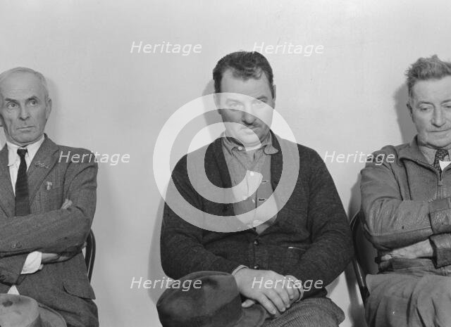 Farm Security clients during applications for aid under Tenant Purchase Act, Stockton, CA, 1938. Creator: Dorothea Lange.