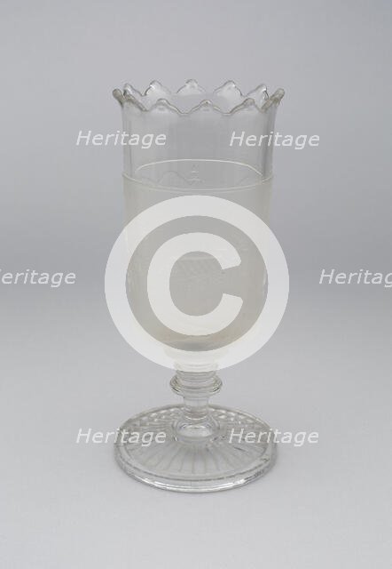 Westward Ho!/Pioneer pattern celery vase, c. 1876. Creator: Gillinder & Sons.