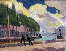 On the Banks of the Seine, 1909-1912. Creator: Henry Lyman Saÿen.