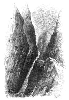 The Devon Valley Railway in Scotland: gorge in the Burn of Care, Castle Campbell, 1869. Creator: Unknown.