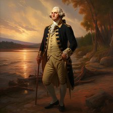 AI IMAGE - George Washington standing next to the Delaware, late 18th century, (2023). Creator: Heritage Images.