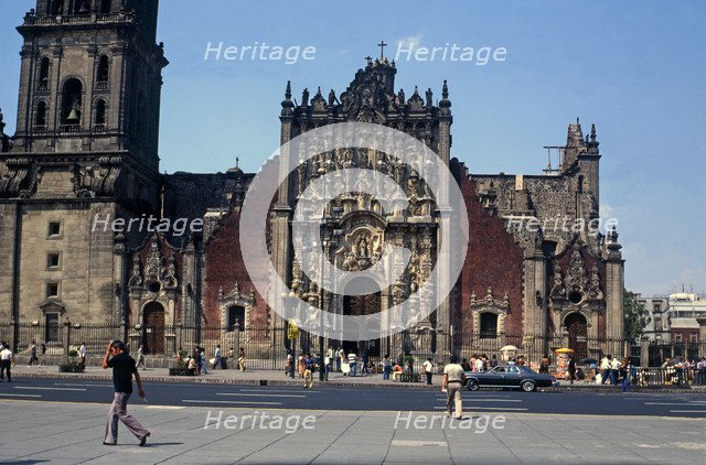 City of Mexico, Church of the Metropolitan Sanctuary built in the mid 18th century in red volcani…