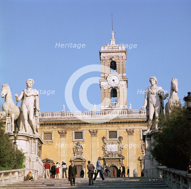 Statues of the Dioscuri at the top of Michelangelo's steps, 16th century.  Artist: Michelangelo Buonarroti