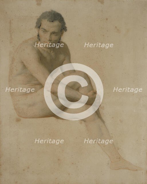 Seated male nude, probably 1850s. Creator: William Mulready.