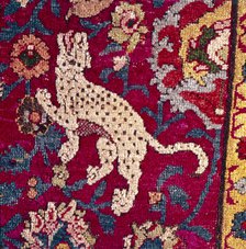 Detail feline on Persian Carpet, 16th century. Artist: Unknown.