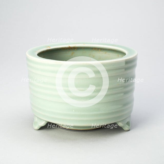 Cylindrical Tripod Censer (Incense Burner) with Cloud..., Southern Song dynasty, 12th/13th cent. Creator: Unknown.