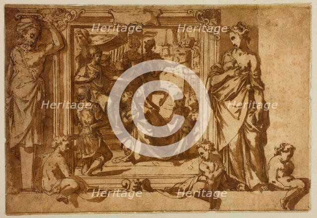 Woman Kneeling Before a Ruler, 1566-67. Creator: Federico Zuccaro.