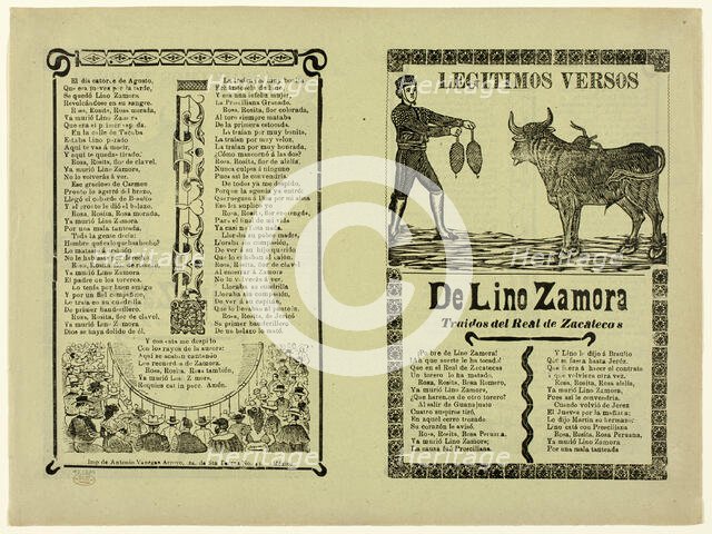 True Verses about Lino Zamora, 1911. Creator: José Guadalupe Posada.