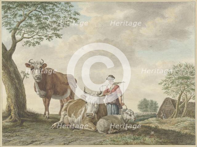 Milkmaid, 1793. Creator: Abraham Delfos.