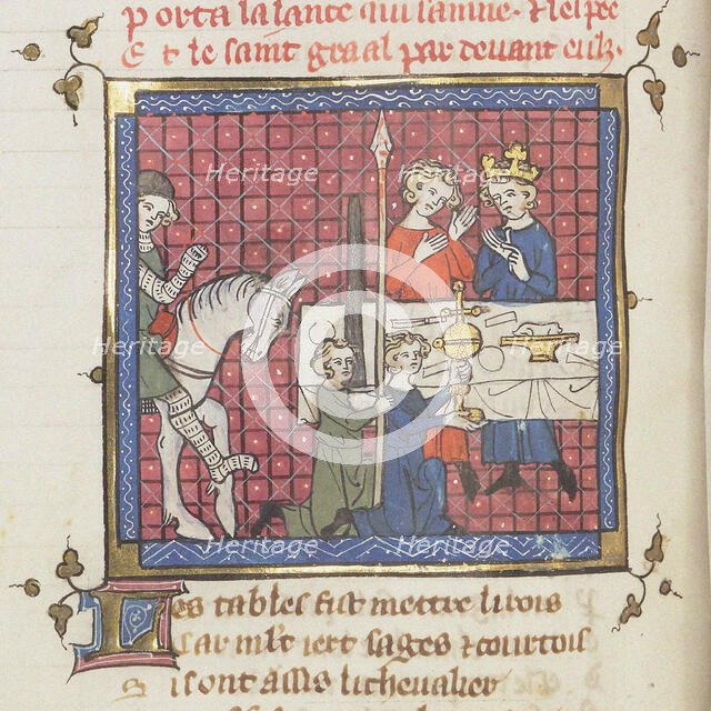 Procession du Saint Graal. From Roman de Perceval le Gallois et continuations, ca 1330. Creator: Anonymous.