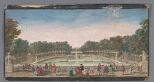 View of the drinking pond of the garden of the Château de Marly, 1700-1799. Creators: Anon, Jacques Rigaud.
