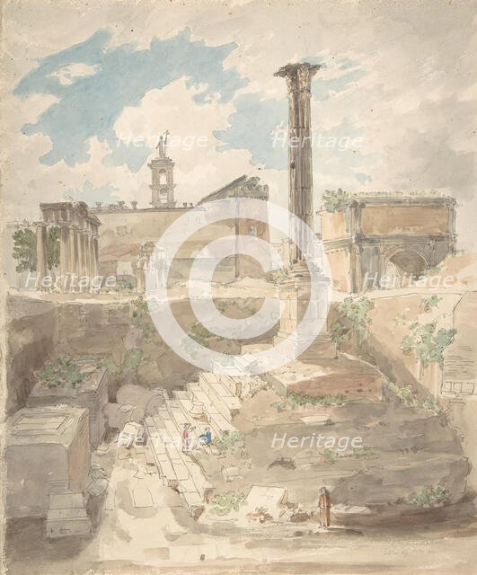 View of the Roman Forum, unexcavated, 1840.
