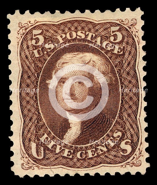 5c Thomas Jefferson re-issue single, 1875. Creator: National Bank Note Company.