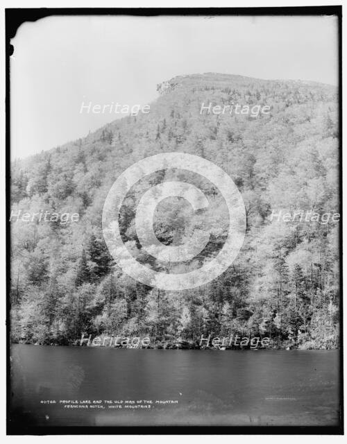 Profile Lake and the Old Man of the Mountain, Franconia Notch, White Mountains, c1890-1901. Creator: Unknown.