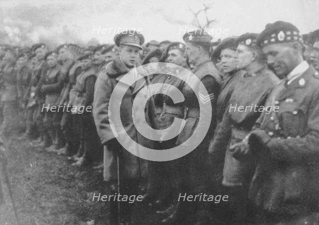 The Prince of Wales talking to a British soldier at the front, World War I, c1914-c1918 (1936). Artist: Unknown.