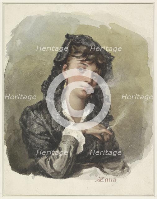 Young woman with a cigarette, 1823-1892. Creator: Antonio Zona.
