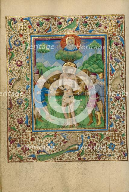 The Martyrdom of Saint Sebastian; Book of Hours, about 1460. Creator: Unknown.