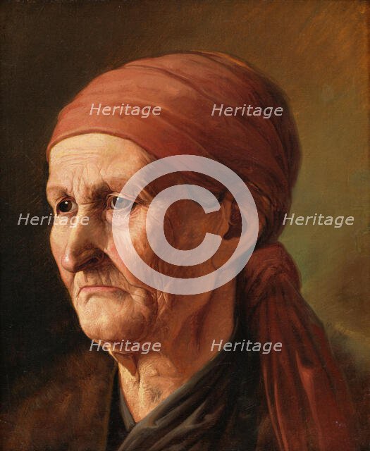 Head of an Elderly Woman, 1860-1865. Creator: Vojtech Klimkovic.