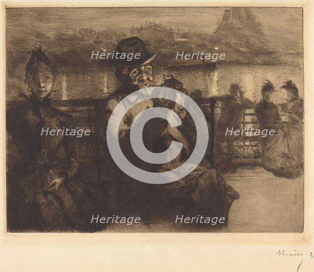 Sur la Seine, la nuit, 1888. Creator: Auguste Lepere.