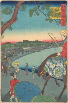 Foreigners Riding Along the Coast at Takanawa in the Eastern Capital, 9th month, 1861. Creator: Utagawa Hiroshige II.