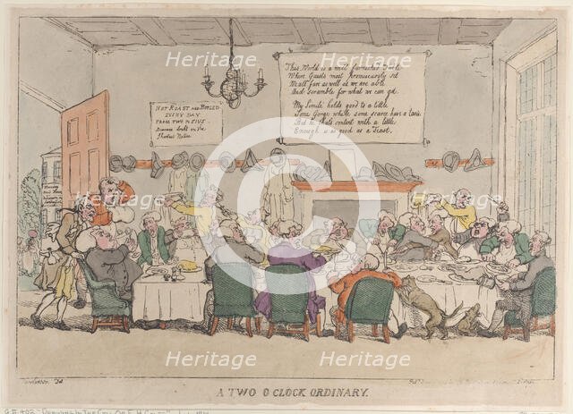 A Two O'Clock Ordinary, June 4, 1811., June 4, 1811. Creator: Thomas Rowlandson.