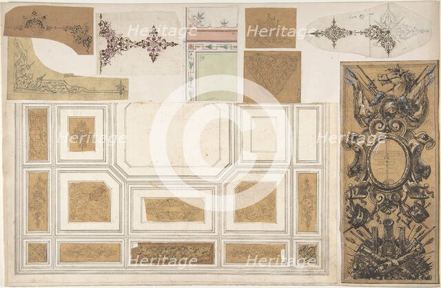 Nine Miscellaneous Designs for the de la Rochejaqulein Family, second half 19th century. Creators: Jules-Edmond-Charles Lachaise, Eugène-Pierre Gourdet.