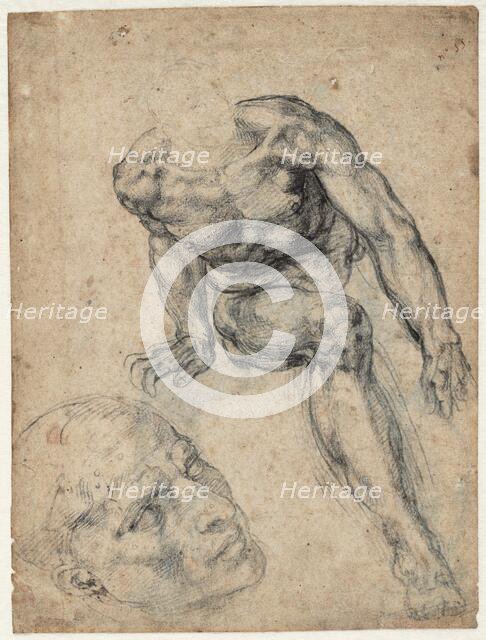Study of a male nude, ca 1537. Creator: Buonarroti, Michelangelo (1475-1564).