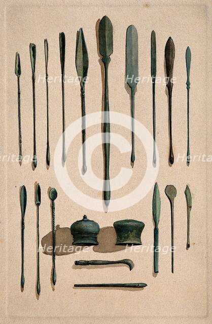 A selection of ancient Roman surgical instruments, 1850-1910. Creator: Unknown.