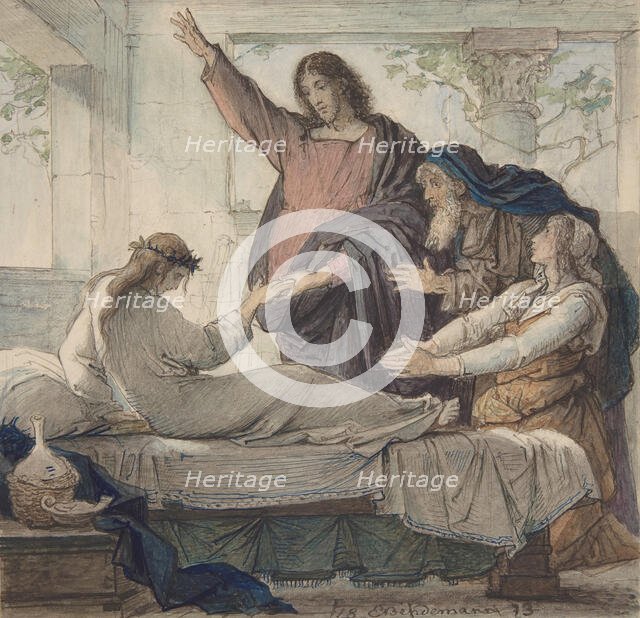 The Raising of the Daughter of Jairus, 1873. Creator: Eduard Julius Friedrich Bendemann.