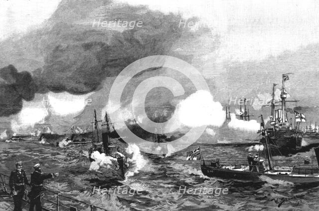 'The German Manoevers in Schleswig-Holstein; Torpedo boats attacking a squadron of Ironclads,1890 Creator: Unknown.