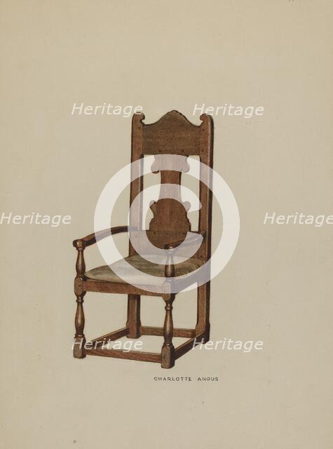 Pa. German Arm Chair, c. 1938. Creator: Charlotte Angus.