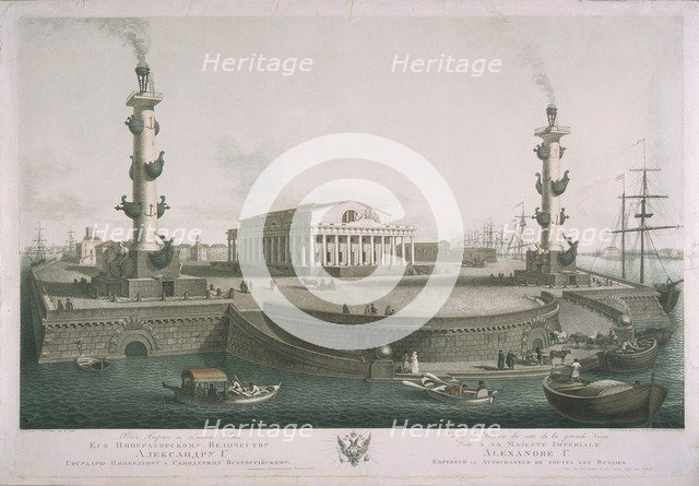 View to the Spit of Vasilyevsky Island, 1810s. Artist: Chessky (Cheskoy), Ivan Vasilievich (1782-1848)