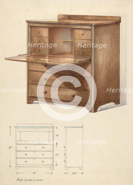 Bishop Hill: Desk, 1936. Creator: Alfred Koehn.