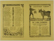 Legitimos versos de Lino Zamora (Legitimate Verses of Lino Zamora), n.d. Creator: José Guadalupe Posada.