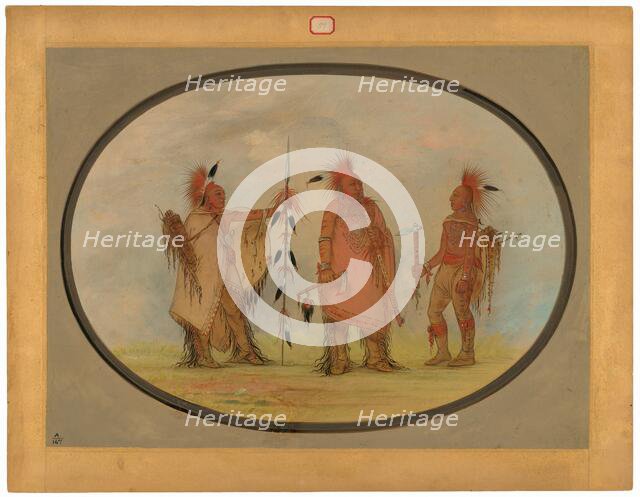 Osage Chief with Two Warriors, 1861/1869. Creator: George Catlin.