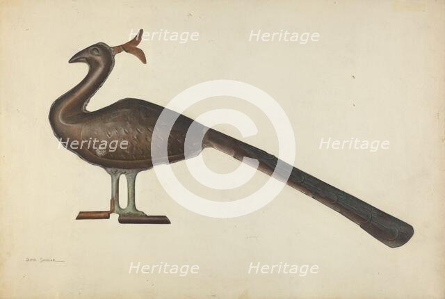 Weather Vane Peacock, c. 1939. Creator: Selma Sandler.